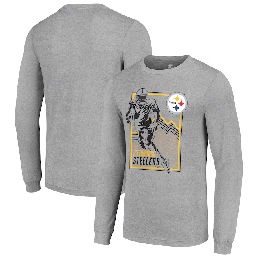 Men Pittsburgh Steelers grey 2024 NFL Long sleeve T Shirts